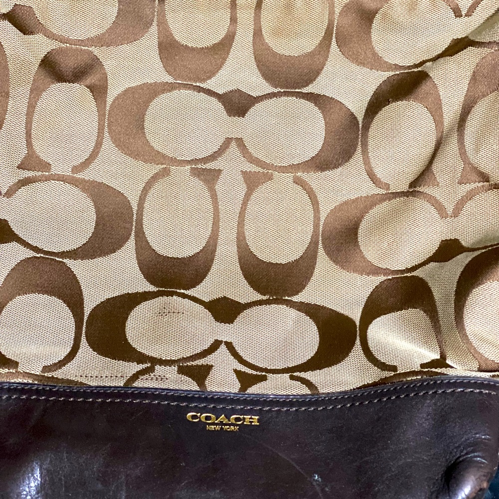 Large coach signature print canvas crossbody purse
